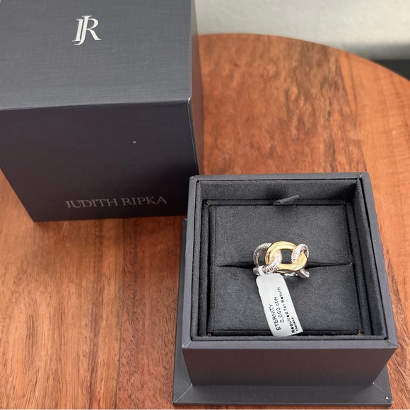 NWT Judith Ripka Fine Jewelry Interlocking Eternity Ring with 18K Gold - 6 - Picture 8 of 15